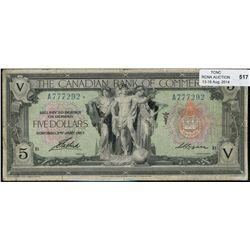 The Canadian Bank of Commerce; 1917 $5 #A777292, CH-75-16-04-12a.  Fine for grade.