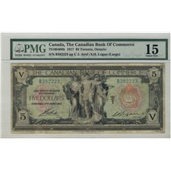 The Canadian Bank of Commerce; 1917 $5 #B382223 CH-75-16-04-06b PMG F15 Stains