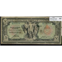 The Canadian Bank of Commerce; 1917 $5 #B388184, CH-75-16-04-12b.  Fine with minor rim issues and li