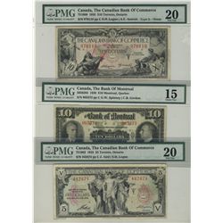 The Canadian Bank of Commerce; 1935 $10 #970110 VF20 , $5 #442474 VF20 & The Bank of Montreal 1938 $