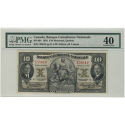 Banque Canadienne Nationale, 1935 $10 158619 CH- 85-14-04  PMG EF40.