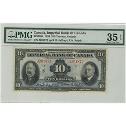 Imperial Bank of Canada; 1934 $10 #J261872 CH-375-22-08 PMG VF35EPQ.