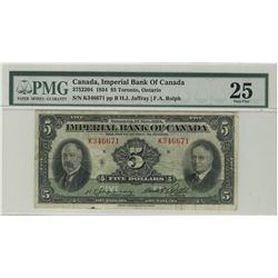 Imperial Bank of Canada; 1934 $5 #K346671 CH-375-22-04 PMG VF25.