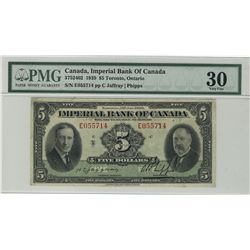 Imperial Bank of Canada; 1939 $5 #E055714 CH-375-24-02 PMG VF30.