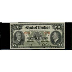 The Bank of Montreal;  1938 $20 #50236 CH-505-62-06.  AU with light handling.