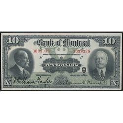 The Bank of Montreal; 1923 $10 #3099338 CH-505-56-04.  Clean EF+ for grade.