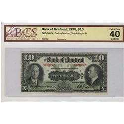 The Bank of Montreal; 1935 $10 #800082  CH-505-60-04  BCS EF40.