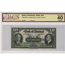 The Bank of Montreal; 1935 $10 #800082  CH-505-60-04  BCS EF40.