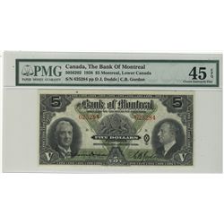 The Bank of Montreal; 1938 $5 #625284 CH-505-62-02  PMG EF45EPQ.