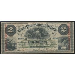 The Bank of Prince Edward Island; 1877 $2 #16996 CH-600-12-08a, PMG VF20.