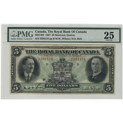 The Royal Bank of Canada; 1927 $5 #2394124  CH-630-14-04 PMG VF25.