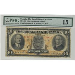 The Royal Bank of Canada; 1933 $10 173917 CH-630-16-04 PMG F15.