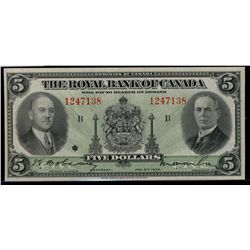 The Royal Bank of Canada; 1935 $5 #1247138, CH-630-18-02a.  Nice original AU.