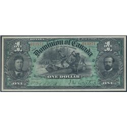 1897 $1 DC-12 #013971, PMG CH AU58EPQ. Rare in near Uncirculated condition.