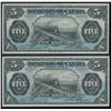 Image 1 : 1912 $5 DC-21c #B471722 & 1723.  Lot of 2 consecutive issues, PMG Gem UNC65EPQ & CH UNC64EPQ respect