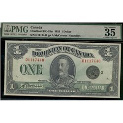 1923 $1 DC-25m #D1117440, PMG CH VF35.  Designated with split in top margin.