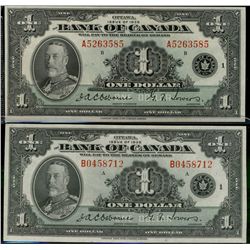 1935 $1 BC-1a #A5263585 & BC-1b #B0458712.  Lot of 2 sharp AU/AU+ issues.