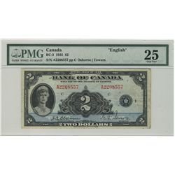 1935 $2 BC-3 #A2208557 PMG VF25.