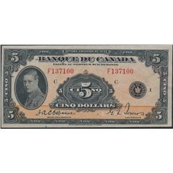 1935 $5 BC-6 #F137100, BCS AU50 Original.