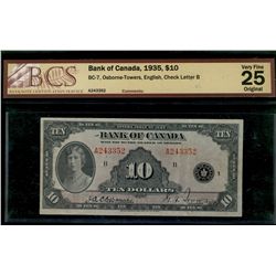 1935 $10 BC-7 #A243352, BCS VF25 Original.