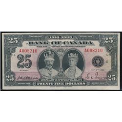 1935 $25 BC-11 #A008210.  Scarce VF issue.  A few minor internal pinholes.