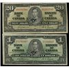 Image 1 : 1937 $1 BC-21a #5241447 & $20 BC-25a Fine to F+.  Lot of 2 notes.