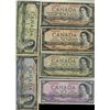 Image 1 : 1954 Devils' Face Lot;  includes $1(2), $5, $10, $20, $50 & $100.  Lot of 6 notes all VG to Fine wit