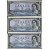 Image 1 : 1954 $5 BC-31a.  Lot of 3 original crisp AU/UNC notes