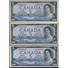 Image 1 : 1954 $5 BC-31b Lot of 3 notes EF to AU