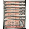 Image 1 : 1954 $2 BC-38a #AR4173468-474.  Lot of of 7 crisp original UNC notes.