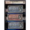 Image 1 : 1954 $2 BC-38bA #*AB0097890 UNC62, $5 BC-39bA #*VS0030468 EF45 & #*SS0183285 AU55.  Lot of 3 BCS gra