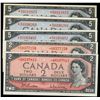 Image 1 : 1954 $2 BC-38bA #*AB0197813,  BC-38dA #*KG0377158, $5 BC-39cA #*RC(3).  Lot of 5 replacement issues 