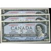 Image 1 : 1954 $5 BC-39aA-i #*RC.  Lot of 3 notes EF to AU.