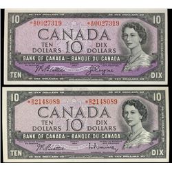 1954 $10 BC-40aA #*AD0027319 & BC-40bA #*BD2148089.  Lot of 2 coins Original EF+.