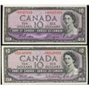 Image 1 : 1954 $10 BC-40aA #*AD0027319 & BC-40bA #*BD2148089.  Lot of 2 coins Original EF+.