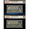 Image 1 : 1954 $20 BC-41a #EE3897782 AU50 & BC-41b #ME9163849 AU58.  Lot of 2 notes BCS graded.