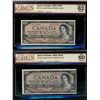 Image 1 : 1954 $100 BC-43a #AJ7991251 UNC60 & BC-43c #CJ3513399 CH UNC62.  Lot of 2 notes graded BCS.