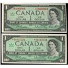 Image 1 : 1967 $1 BC-45bA-i #*FP8002904 & *NO0117324.  Lot of 2 UNC notes.