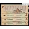 Image 1 : 1986 $2 BC-55aA Replacement #ARX0700633-635 Crow-Bouey signatures.  Lot of 3 consecutive notes in Cr