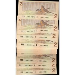 1986 $2 BC-55b #CBB1195901 to 950.  A nice consecutive run including RADAR #11995911.  All notes cri
