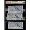 Image 1 : 1986 $5 BC-56a CH UNC64 & BC-56c-i(2) #ANH CH UNC62 & UNC63.  Lot of 3 notes.