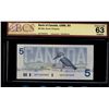 Image 1 : 1986 $5 BC-56c, #GNY7809009 Changeover, BCS CH UNC-63, Original
