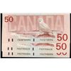 Image 1 : 1988 $50 BC-59c #FHS(2) & BC-59dA #FHZ8740396.  Lot of 3 notes EF to AU.