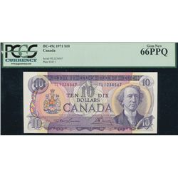 Ladder issue; 1971 $10 BC-49c  #TL1234567, PCGS Gem UNC66PPQ.