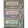 Image 1 : Low Serial; 1954 $1 BC-29a #AA0000466, $10 BC-32a #AD0000275 both UNC & $100 BC-35a #AJ0000025 VF.  