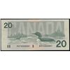 Image 1 : Low serial; 1991 $20 BC-58b #AVF0000001, Rare #1 issue note, PMG CH UNC64.