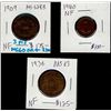 Image 1 : Nfld 1909 1¢, 1936 & 1940.  Lot of 3 coins MS60 +.
