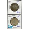 Image 1 : Nfld 1880 50¢ & 1885.  Lot of 2 coins F to VF.