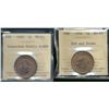 Image 1 : 1888 1¢ & 1894 ICCS MS63RB.  Lot of 2 coins with 1888 designated as re punched middle 8.