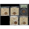 Image 1 : 1937 1¢, 1938, 1939, 1940 & 1947 all MS65RD.  Lot of 5 coins ICCS graded with exception of 1937 PCGS